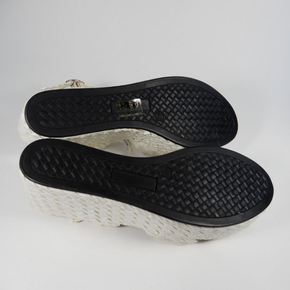 La Canadienne Prevost Platform SANDALS Size EU 40 9.5 Woven White Leather NEW - Picture 12 of 16